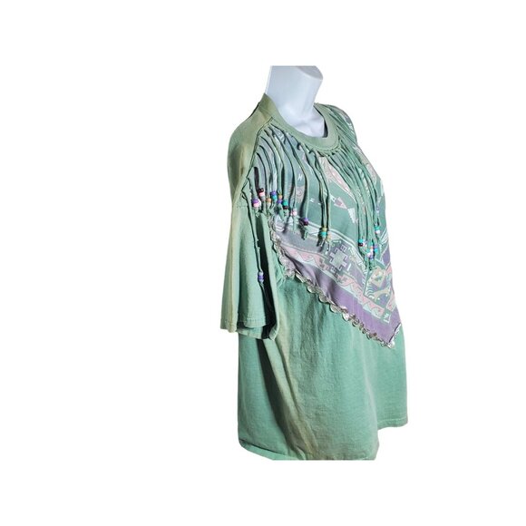 Vintage 90s Sturdy Tees By Lee Fringe Beaded Southwestern Graphic T-Shirt L - Picture 7 of 9